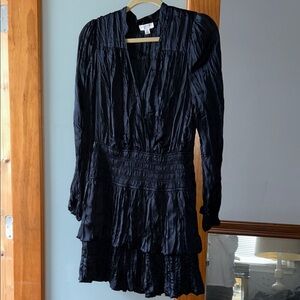 Current Air Navy Blue Surplice Neckline Crinkle Pleat Mini Dress sz M Like New